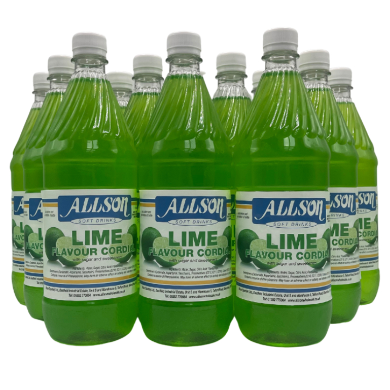 Allson Lime Cordial - Full Case - 1 Litre